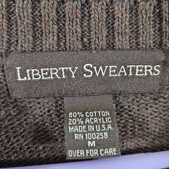 VTG Liberty Sweaters Mens M Brown/Tan Pattern Grandpa Dad Cosby - Cotton Blend - Picture 4 of 4
